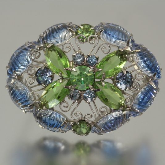 Juliana Blue Givre Art Glass Brooch