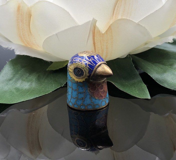 Chinese Cloisonne Bird Thimble, Chinese Export Cloisonne Thimble