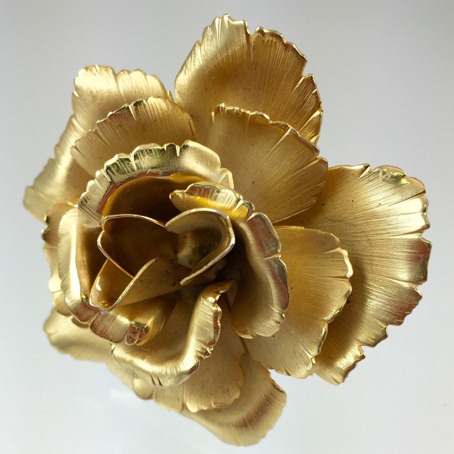 Signed Giovanni Rose Brooch - Vintage 1960s Full Bloom