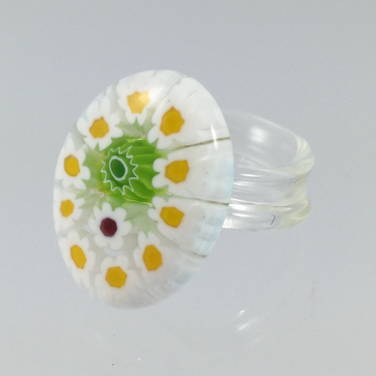 Vintage Venetian Murano Millefiori Glass Ring - Italy - Size 5